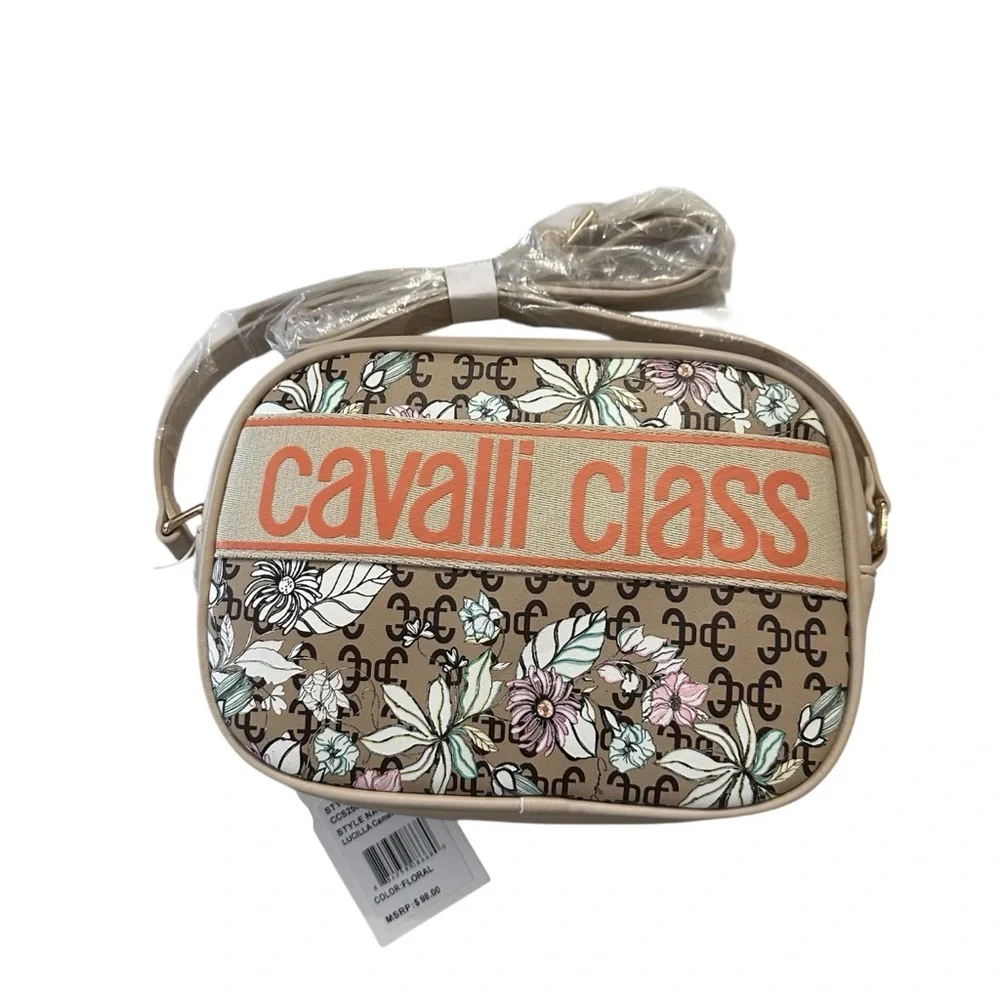 Cavalli Class Lucilla Camera Floral Women’s Zip Up Crossbody Purse NWT